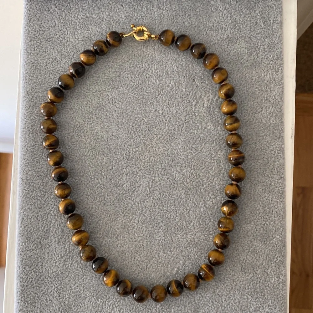 Tigers eye Necklace 16” / .925 Drop Earrings 2” & Stretch Bracelet Set